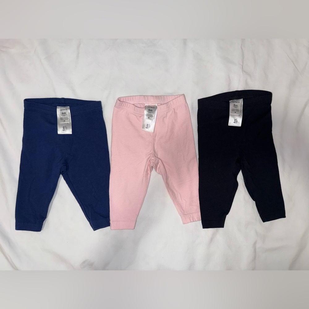 NEVER WORN GIRL Leggings Set - Pink, Blue, and Black SIZE 6M